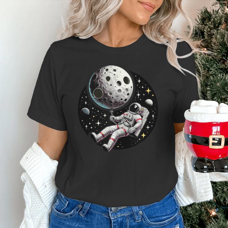Astronaut Aesthetic Holding Moon Balloon Planets Introvert Unisex T-Shirt