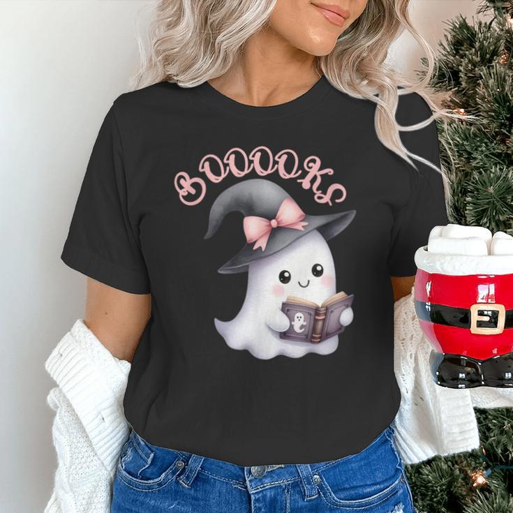 Boo Ghost Books Coquette Bow Halloween Women School Teacher Unisex T-Shirt