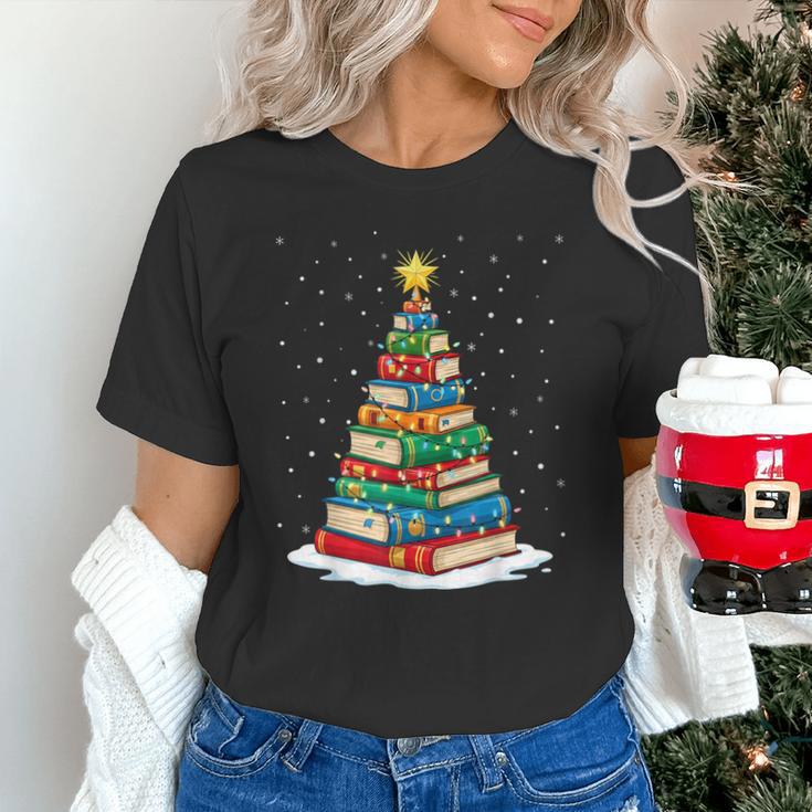 Book Christmas Tree Xmas Lights Book Lover Teacher Librarian Unisex T-Shirt