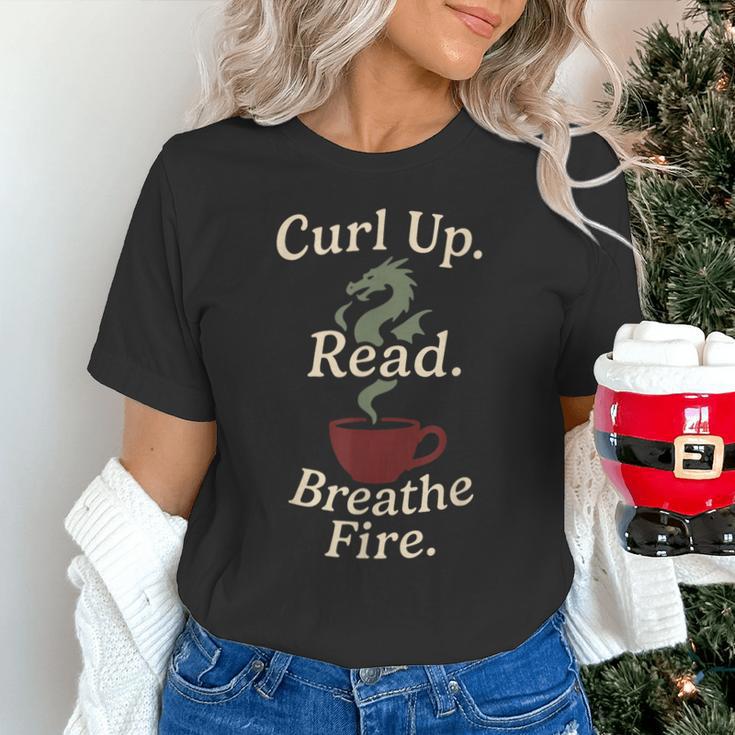 Book Dragon Fantasy Reader Cozy Reading Book Lover Dragon Unisex T-Shirt