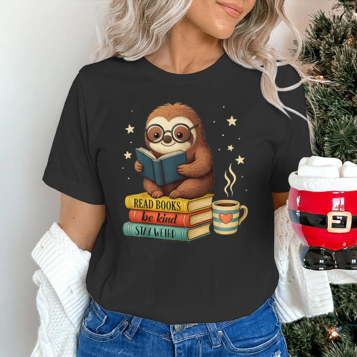 Book Lover Sloth Reading Bookish Library Read Books Be Kind Unisex T-Shirt