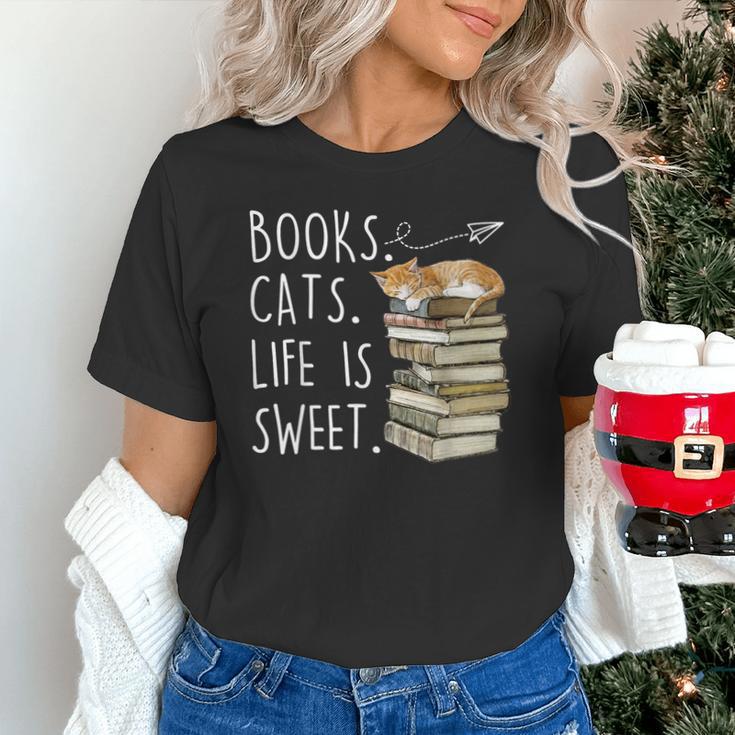 Book Lovers Books Cats Life Is Sweet Cat Lover Unisex T-Shirt