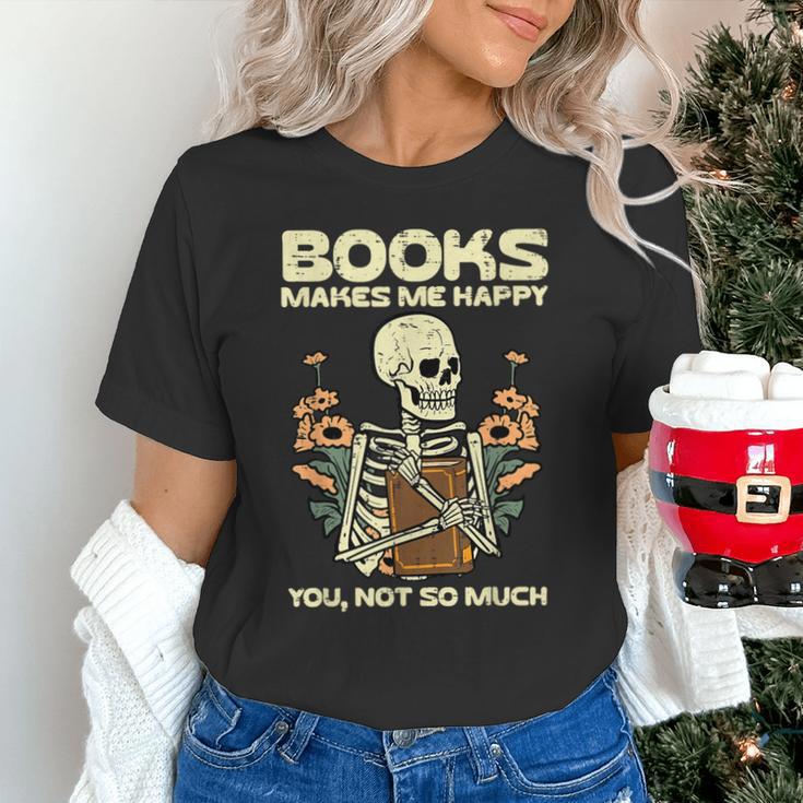 Books Make Me Happy Skeleton Read Reading Librarian Book Unisex T-Shirt Books Make Me Happy Skeleton Read Reading Librarian Book Unisex T-Shirt
