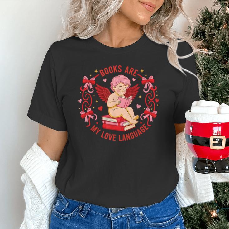 Books Are My Love Language Cupid Reading Book Valentines Day Unisex T-Shirt