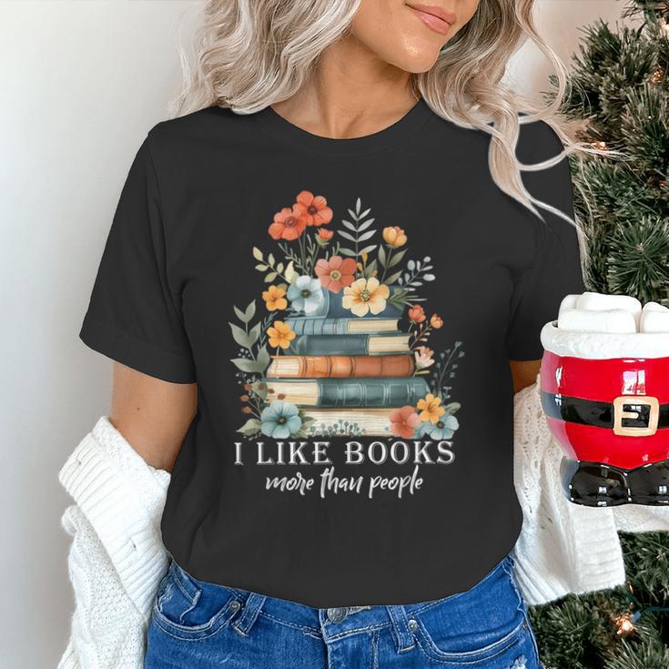 I Like Books More Than People Reading Reader Bookworm Saying Unisex T-Shirt