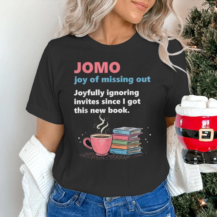 Books Saying JOMO Joy Of Missing Out For Bookworms Unisex T-Shirt Books Saying JOMO Joy Of Missing Out For Bookworms Unisex T-Shirt