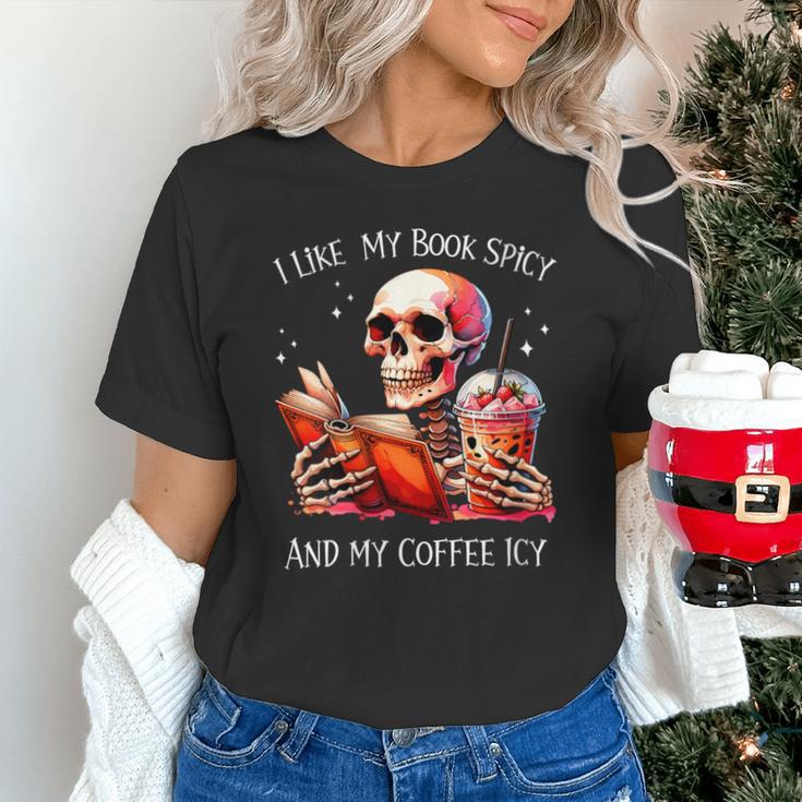 I Like My Books Spicy And My Coffee Icy Skeleton Unisex T-Shirt
