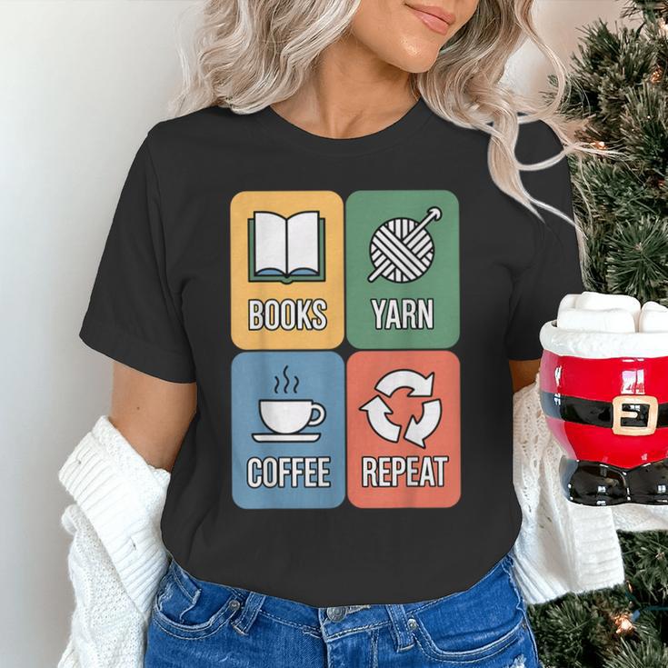 Books Yarn Coffee Repeat Crocheting Unisex T-Shirt Books Yarn Coffee Repeat Crocheting Unisex T-Shirt