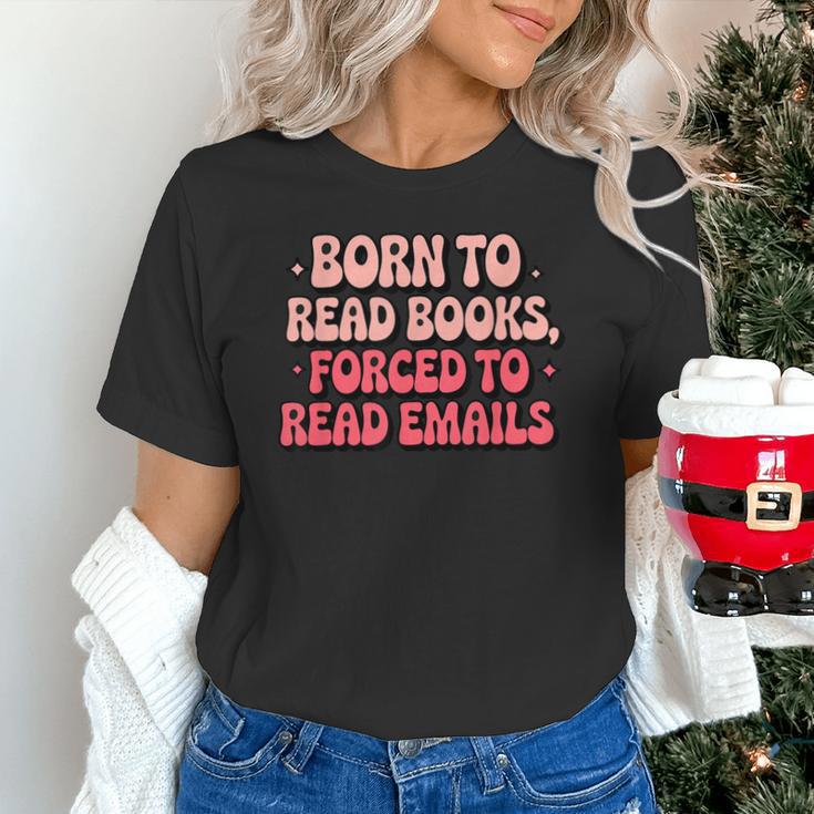 Born To Read Books Forced To Read Emails Groovy Reading Unisex T-Shirt