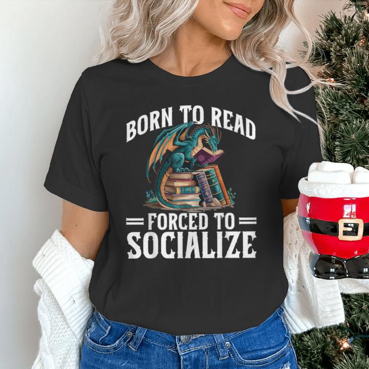 Born To Read Forced To Socialize Dragon Books Reading Unisex T-Shirt Born To Read Forced To Socialize Dragon Books Reading Unisex T-Shirt