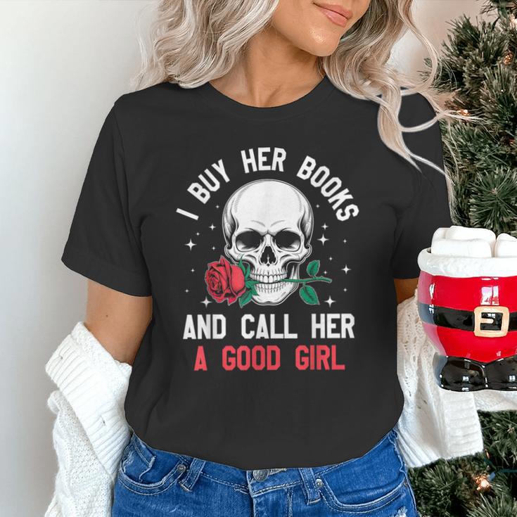 I Buy Her Books And Call Her A Good Girl Skull Rose Bookworm Unisex T-Shirt I Buy Her Books And Call Her A Good Girl Skull Rose Bookworm Unisex T-Shirt
