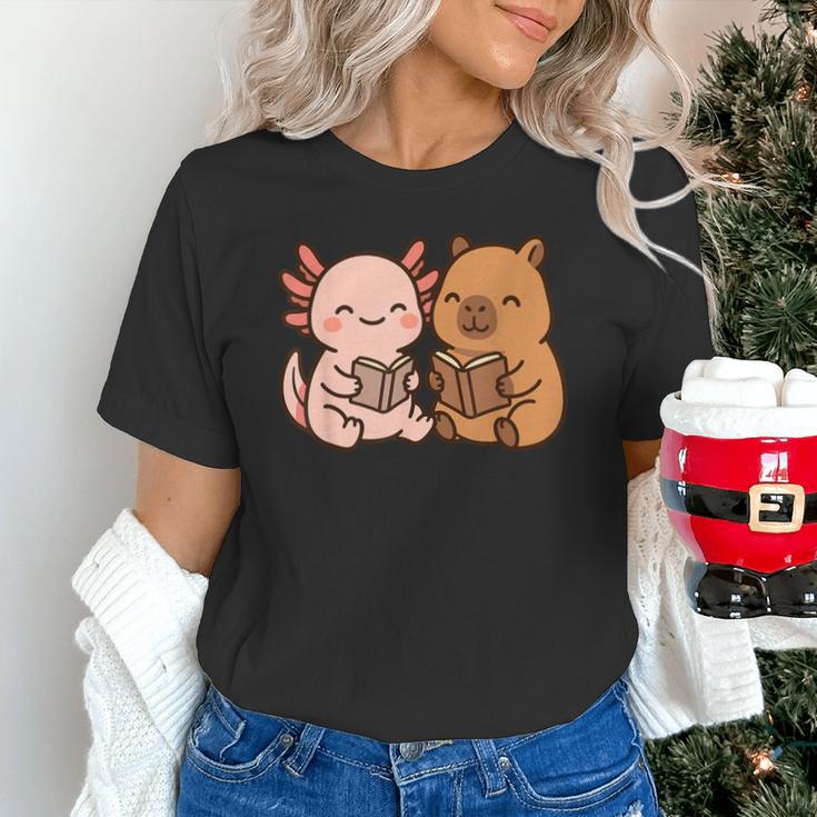Capybara Axolotl Kawaii Kids Anime Book Lover Reading Unisex T-Shirt Capybara Axolotl Kawaii Kids Anime Book Lover Reading Unisex T-Shirt