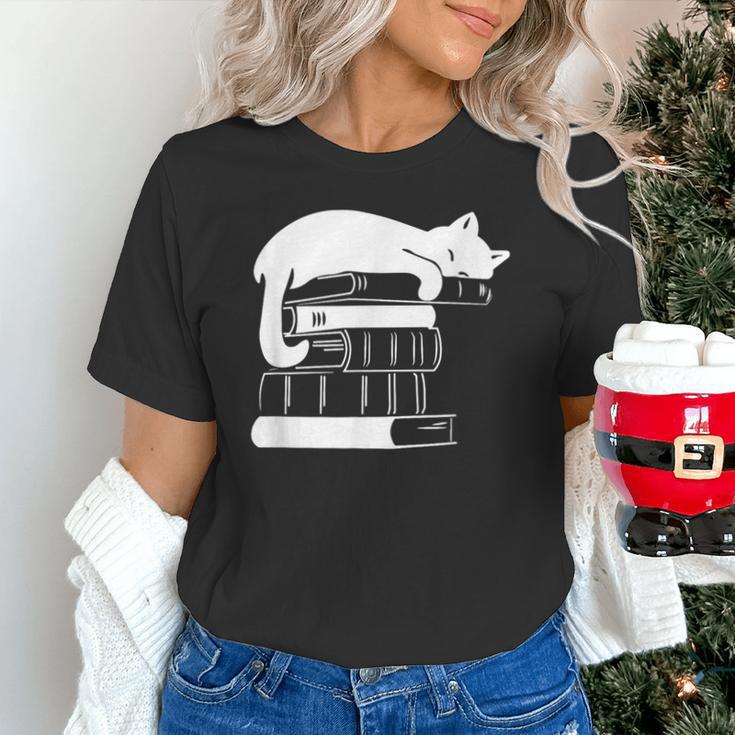 Cat Book Books And Cats Cat Lover Cat Mom Book Lovers Unisex T-Shirt