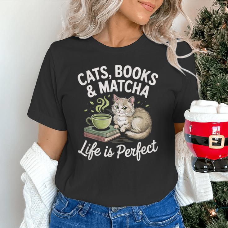 Cats Books And Matcha Life Is Perfect Green Tea Matcha Unisex T-Shirt Cats Books And Matcha Life Is Perfect Green Tea Matcha Unisex T-Shirt