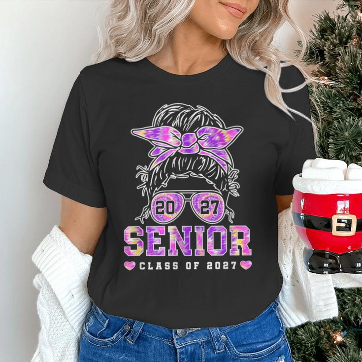 Class Of 2027 Senior Coquette Bow Messy Hair 26 Graduation Unisex T-Shirt