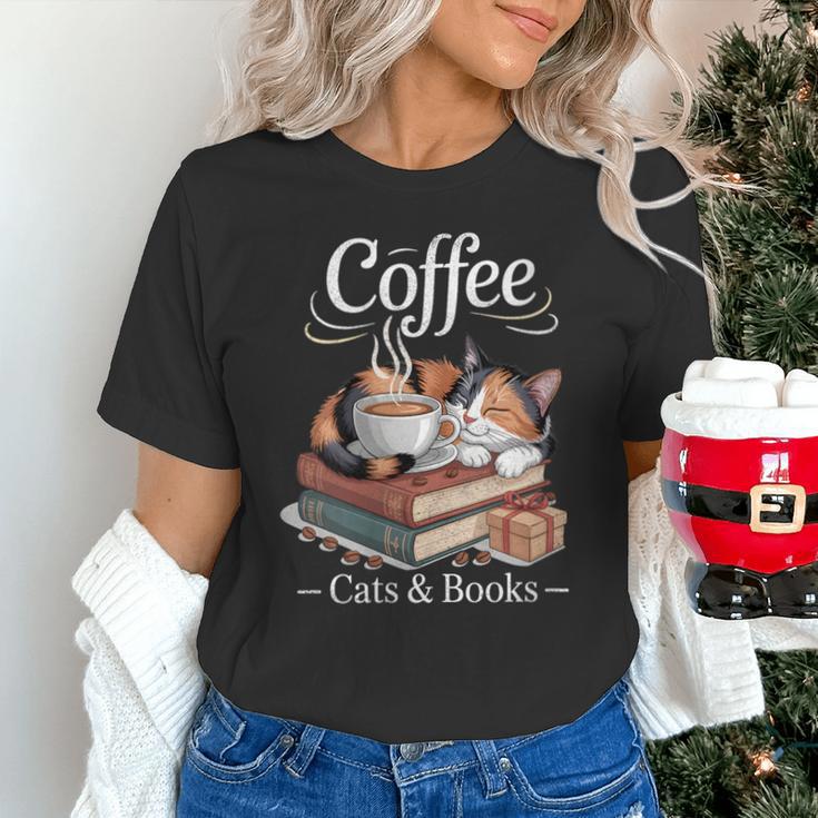 Coffee Cats And Books Cozy Calico Reader Love Cute Cat Unisex T-Shirt