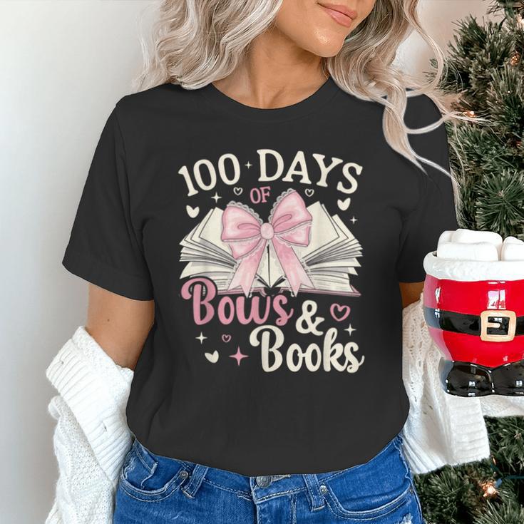 Coquette 100 Days Of Bows Books Reading 100th Day Of School Unisex T-Shirt Coquette 100 Days Of Bows Books Reading 100th Day Of School Unisex T-Shirt