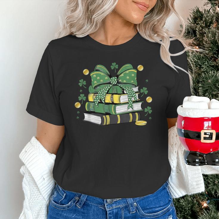Coquette Bow Books St Patrick's Shamrock Bookworm Librarian Unisex T-Shirt