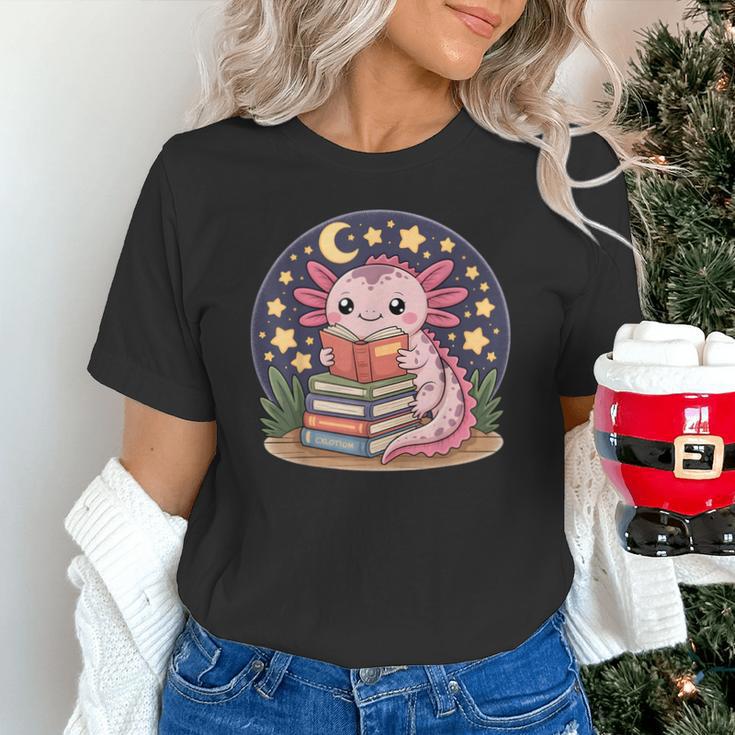 Cute Axolotl Reading Books Cozy Night Aesthetic Unisex T-Shirt