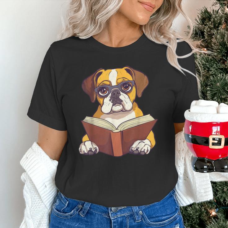 Cute Dog Boxer Reading Book Unisex T-Shirt