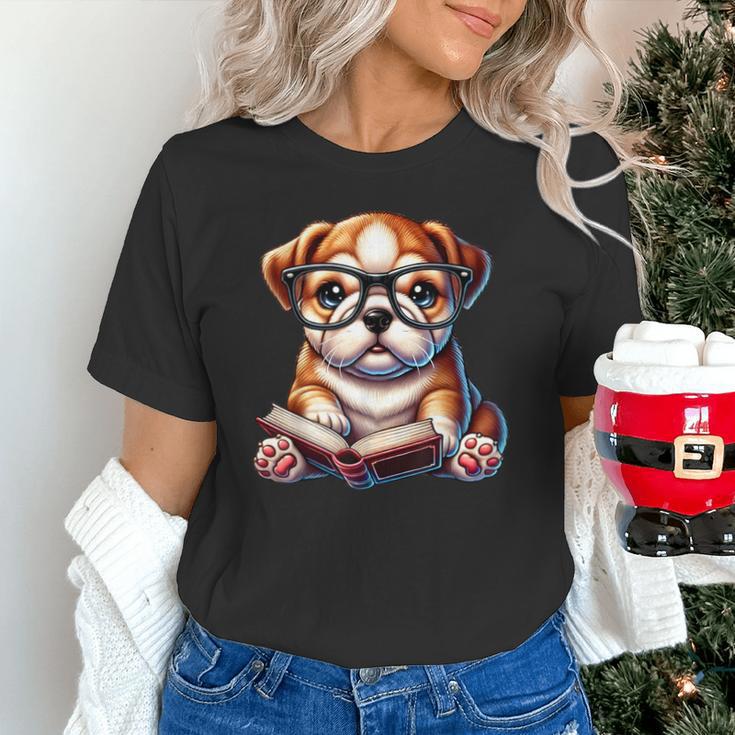 Cute Dog Puppy English Bulldog Reading Book Unisex T-Shirt Cute Dog Puppy English Bulldog Reading Book Unisex T-Shirt