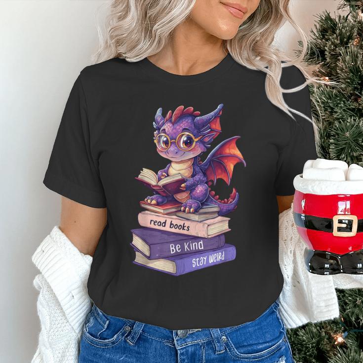 Cute Dragon Read Books Be Kind Stay Weird Book Lover Unisex T-Shirt