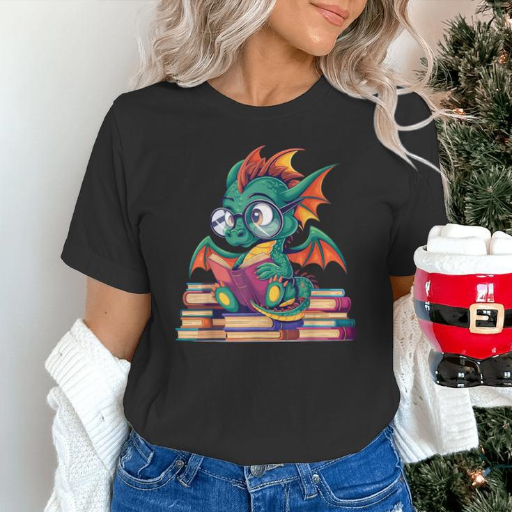 Cute Dragon Reading a Book Bookworm For Men Women Kid Unisex T-Shirt
