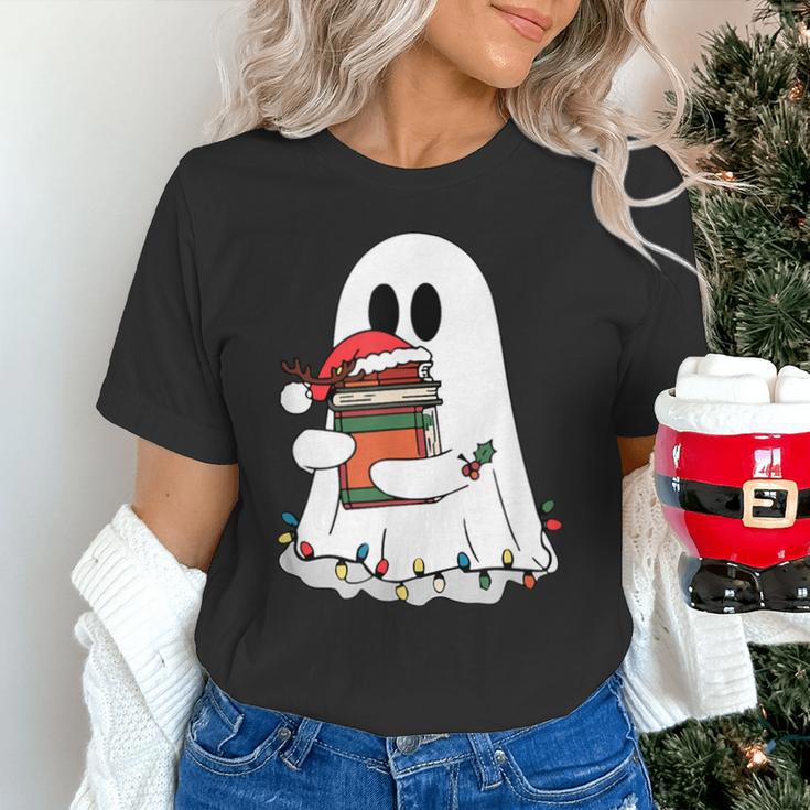 Cute Ghost Holding Books Bookish Christmas Unisex T-Shirt Cute Ghost Holding Books Bookish Christmas Unisex T-Shirt