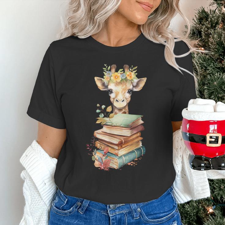 Cute Giraffe With Book Floral Bookworm Librarian Book Lover Unisex T-Shirt Cute Giraffe With Book Floral Bookworm Librarian Book Lover Unisex T-Shirt