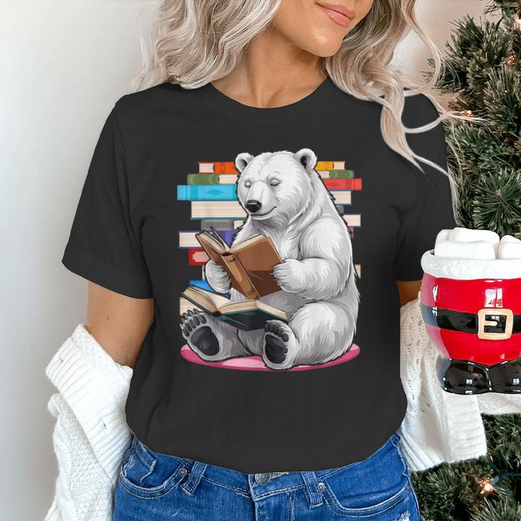 Cute Polar Bear Is Reading a Book Reading Polar Bear Unisex T-Shirt