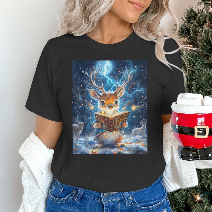 Deer Reads Book Women Girls Reindeer Unisex T-Shirt Deer Reads Book Women Girls Reindeer Unisex T-Shirt