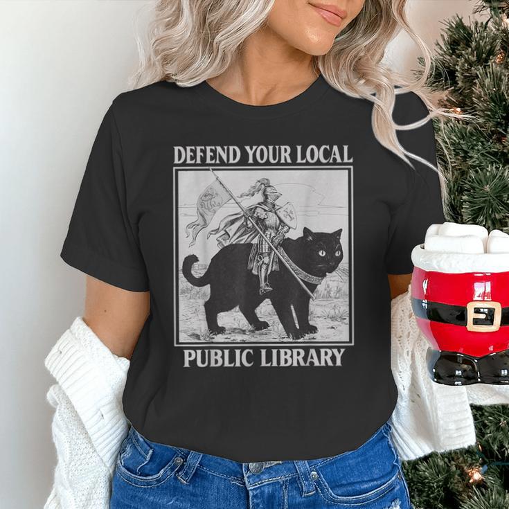 Defend Your Local Library Knight Cat Rider Book Lover Unisex T-Shirt Defend Your Local Library Knight Cat Rider Book Lover Unisex T-Shirt
