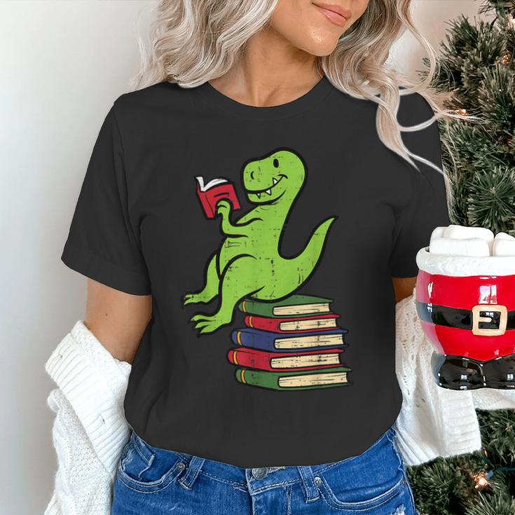 Dino Reading Read Reading Librarian Book Men Boys Kids Unisex T-Shirt