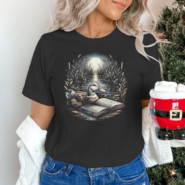 Duck Reading Book Full Moon Lake Scenery Unisex T-Shirt Duck Reading Book Full Moon Lake Scenery Unisex T-Shirt