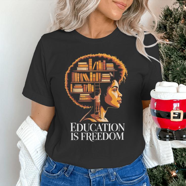 Education Is Freedom Afro Woman Book Illustration Unisex T-Shirt Education Is Freedom Afro Woman Book Illustration Unisex T-Shirt