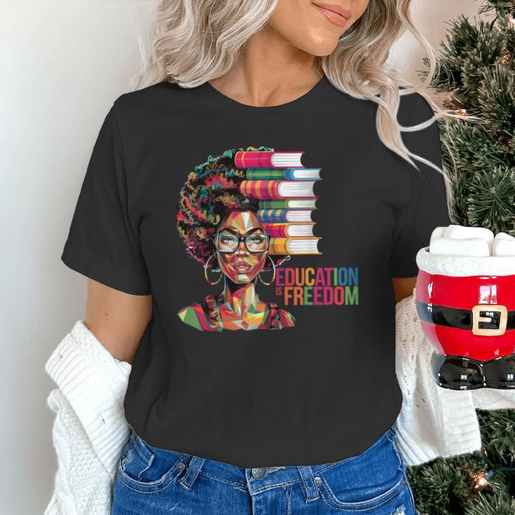 Education Is Freedom History Month Teacher Books Afro Unisex T-Shirt