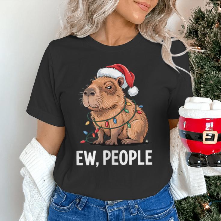 Ew People Capybara Christmas Lights Introvert Humor Unisex T-Shirt