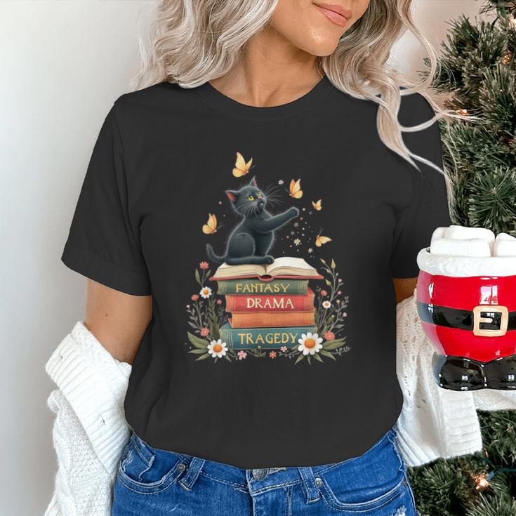 Fantasy Drama Tragedy Reading Lover Book Cat Humor Unisex T-Shirt