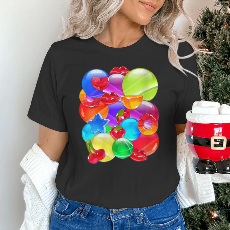 Frutiger Aero Aesthetic Tech Orb Pattern Heart Cherry Lips Unisex T-Shirt