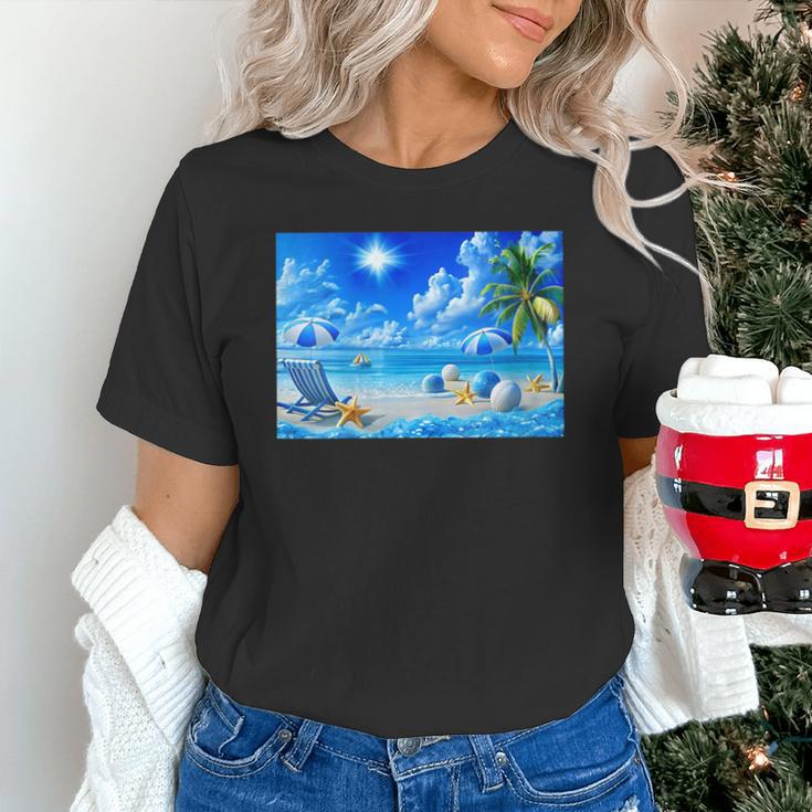 Frutiger Aero Beach Y2k Aesthetic Palm Tree Sand Ocean Unisex T-Shirt