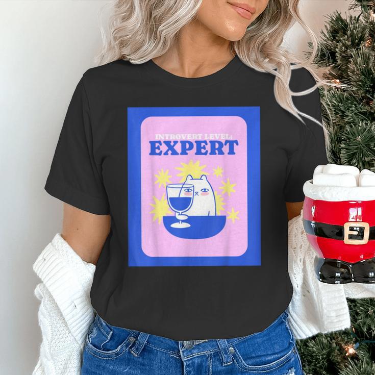 Fun Cute Introvert Cat Character With Wine Unisex T-Shirt