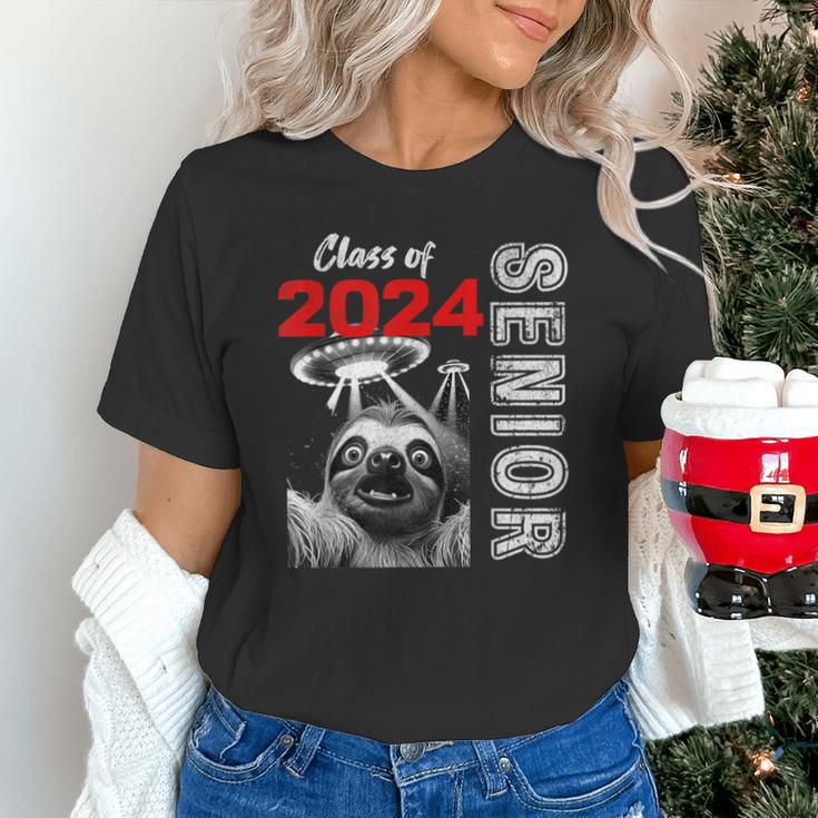 Fun Trendy UFO Sloth Graduation Class Of 2024 Senior Unisex T-Shirt