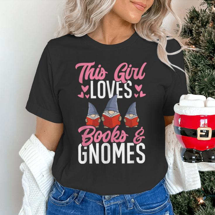 This Girl Loves Books And Gnomes Gardener Dwarf Garden Gnome Unisex T-Shirt