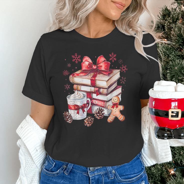Girly Coquette Gingerbread Books And Hot Cocoa Cozy Season Unisex T-Shirt