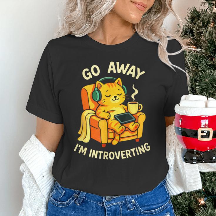 Go Away I'm Introverting Cat Coffee Headphones Unisex T-Shirt Go Away I'm Introverting Cat Coffee Headphones Unisex T-Shirt