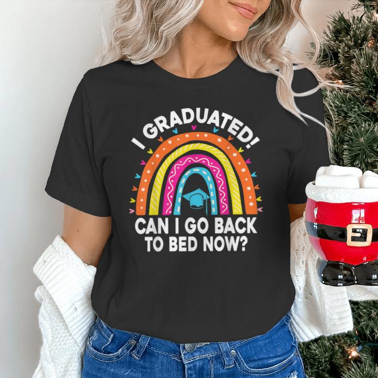 I Graduated Can I Go Back To Bed Now Graduation Hat Rainbow Unisex T-Shirt