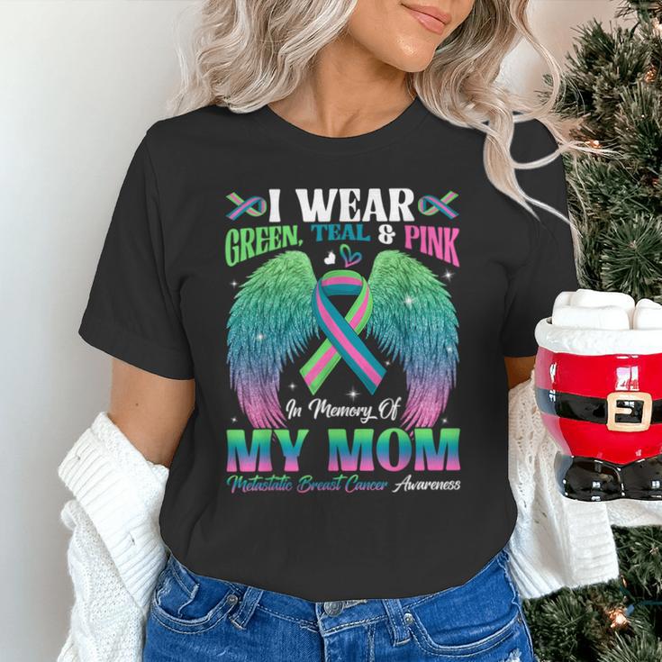 Green Teal Pink In Memory Of My Mom Metastatic Breast Cancer Unisex T-Shirt
