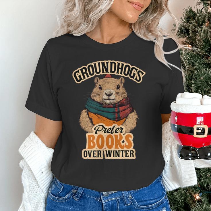 Groundhogs Prefer Books Over Winter February Unisex T-Shirt