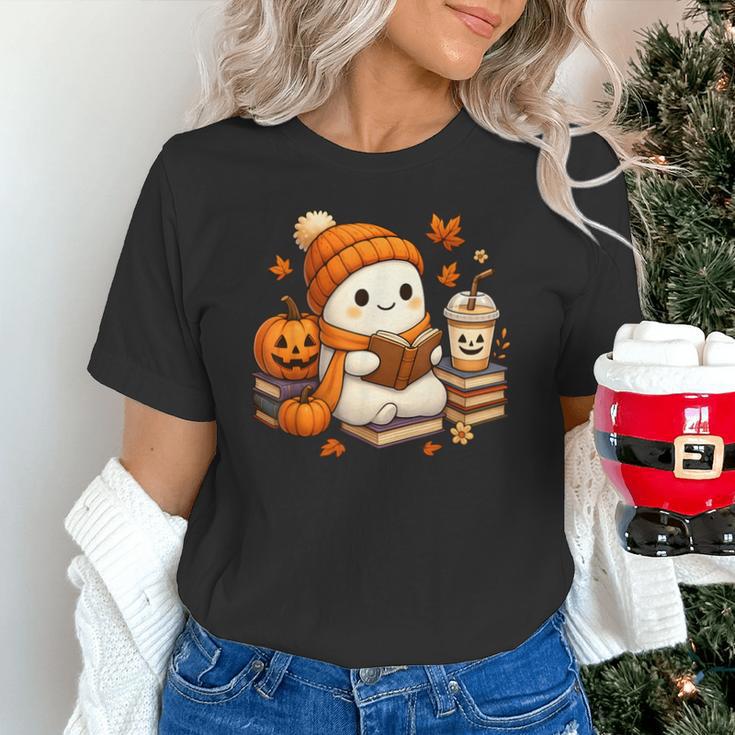 Halloween Ghost Reading Book Lovers Coffee Girl Women Unisex T-Shirt Halloween Ghost Reading Book Lovers Coffee Girl Women Unisex T-Shirt