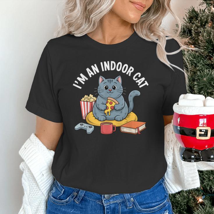 I'm An Indoor Cat Introvert Pizza Popcorn Book Gamer Cat Unisex T-Shirt